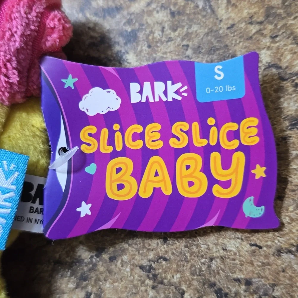 Bark Slice Sloce BabyYellow and‎ Pink Pizza Dog Toy NWT Size Small 0-20 Pounds